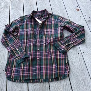 Jcrew classic fit tartan button up shirt size 2 NWT
